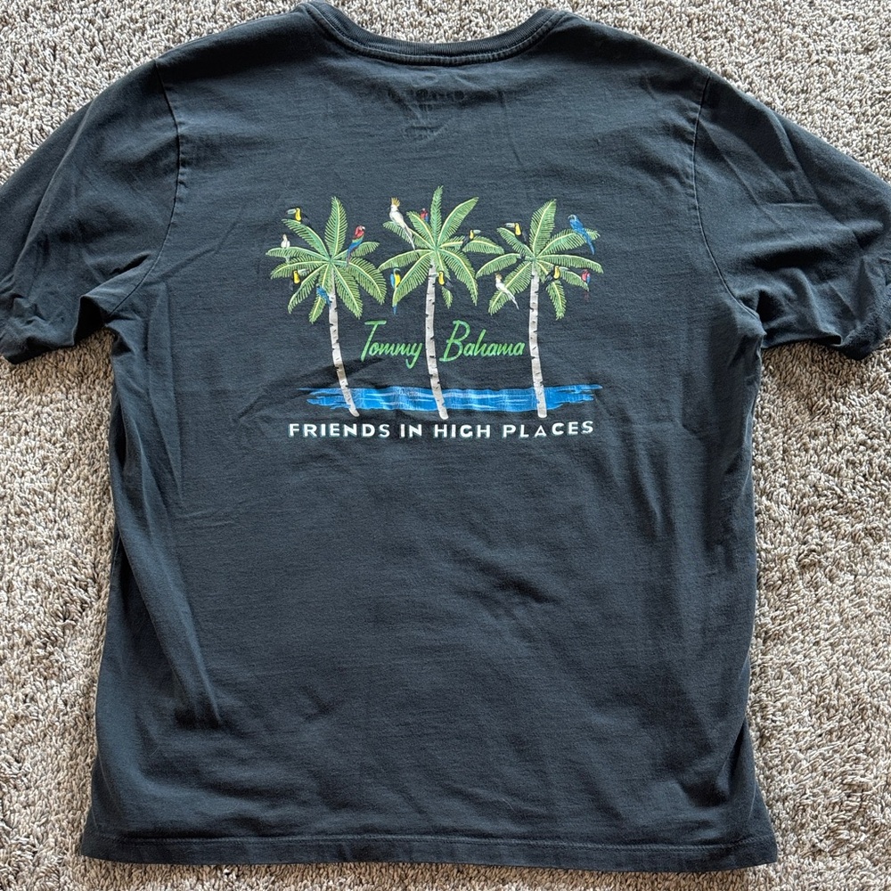 Tommy Bahama Black Tee with Palm Tree Design